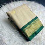 Women's Cotton Silk Solid Saree With Unstitched Blouse - 5.5 Mtr (Beige-Green)
