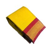 Women's Cotton Silk Solid Saree With Unstitched Blouse - 5.5 Mtr (Yellow-Red) - Image 2