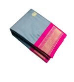Women's Cotton Silk Solid Saree With Unstitched Blouse - 5.5 Mtr (Grey-Pink) - Image 2