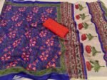 Women's Linen Floral Printed Saree With Unstitched Blouse - 5.5 Mtr (Multicolor) - Image 5