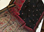 Women's Linen Kalamkari Printed Saree With Unstitched Blouse - 5.5 Mtr (Black-Red) - Image 3