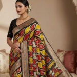 Women's Art Silk Kalamkari Printed Saree With Unstitched Blouse - 5.5 Mtr (Multicolor)