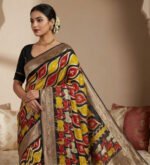 Women's Art Silk Kalamkari Printed Saree With Unstitched Blouse - 5.5 Mtr (Multicolor)