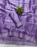 Women's Fendy Chiffon Embellished Saree With Unstitched Blouse - 5.5 Mtr (Lavender) - Image 3